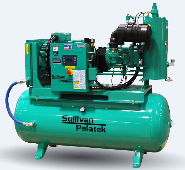 sullivan palatek 20D 20 HP tank mount rotary screw air compressor